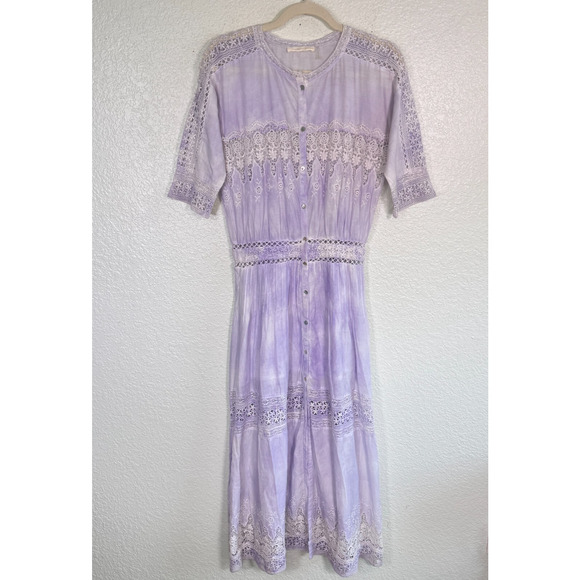 Love Shack Fancy Dresses & Skirts - Love Shack Fancy Dress Womens Beth Midi Tie Dye Lace Vacation Resort Boho